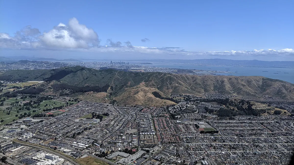 South San Francisco and San Bruno Mountain aerial, California