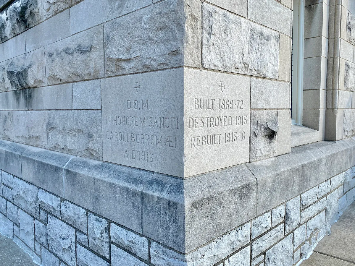 Cornerstone, St. Charles Borromeo Catholic Parish Church, 4th Street and Decatur Street, St. Charles, MO - 53286094284, Missouri