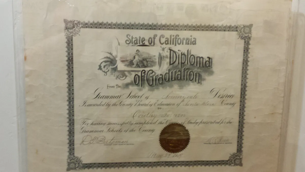 SunnyvaleGrammarSchool1909Diploma, California