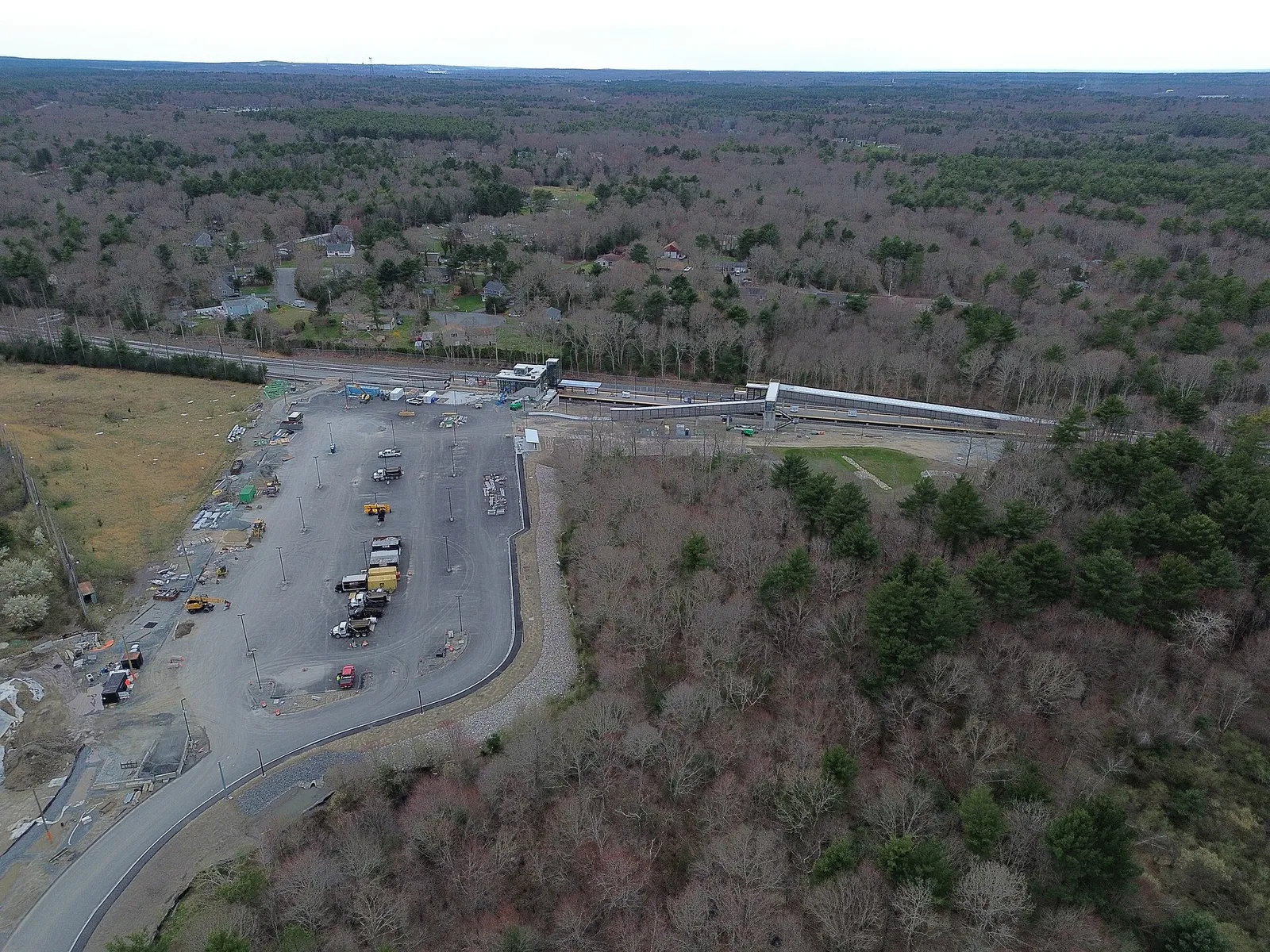 East Taunton station construction aerial view 01, Massachusetts