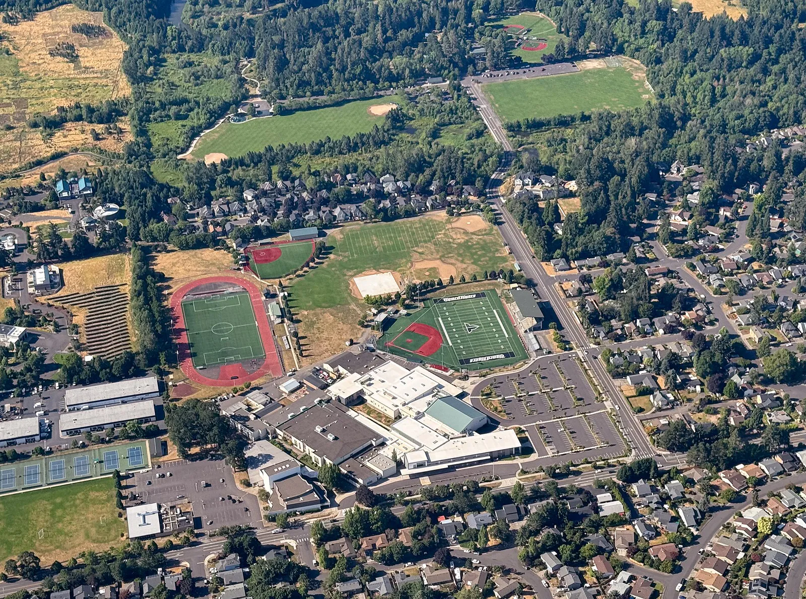 Tigard High School aerial view - Tigard Oregon