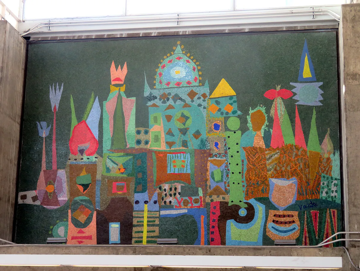 Jean Varda tile murals at Union City station (2), January 2020, California