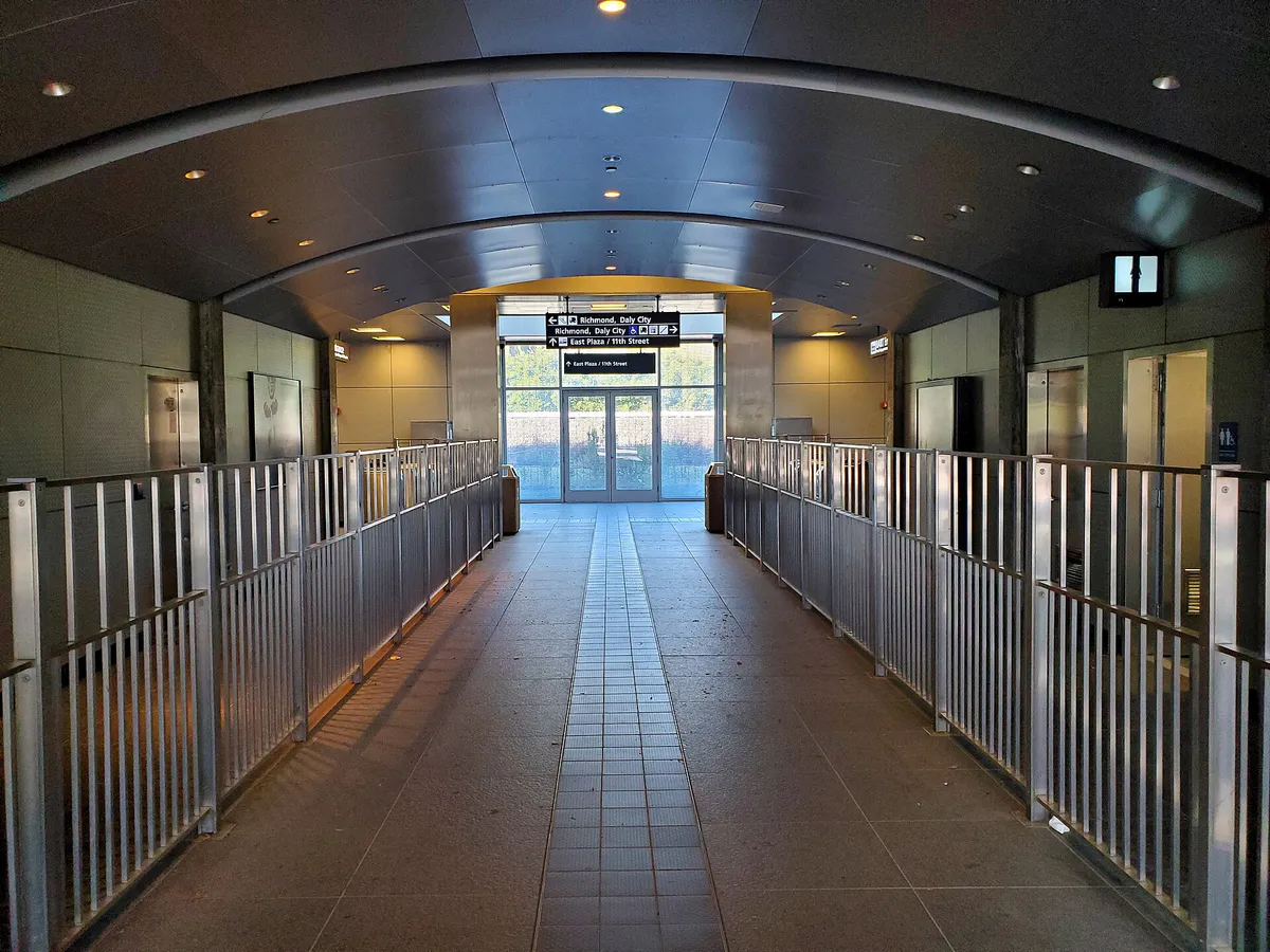 Central passage at Union City station, April 2024, California