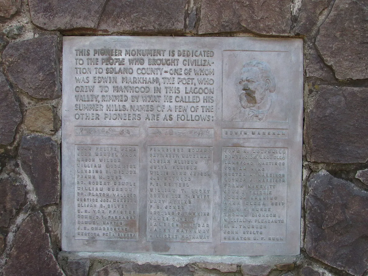 The Pioneer Monument at Pena Adobe Park in Vacaville, California
