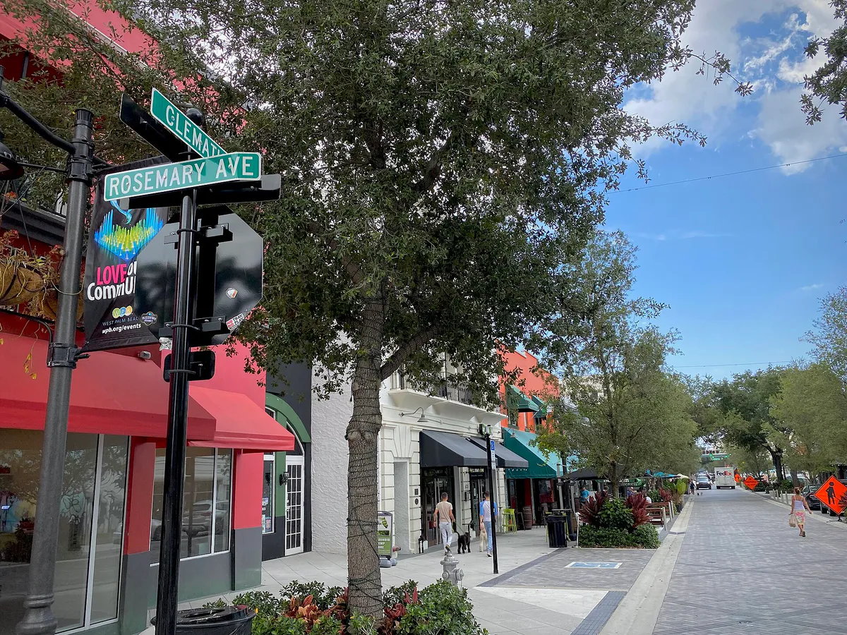 Clematis Street and Rosemary Avenue, West Palm Beach, Florida