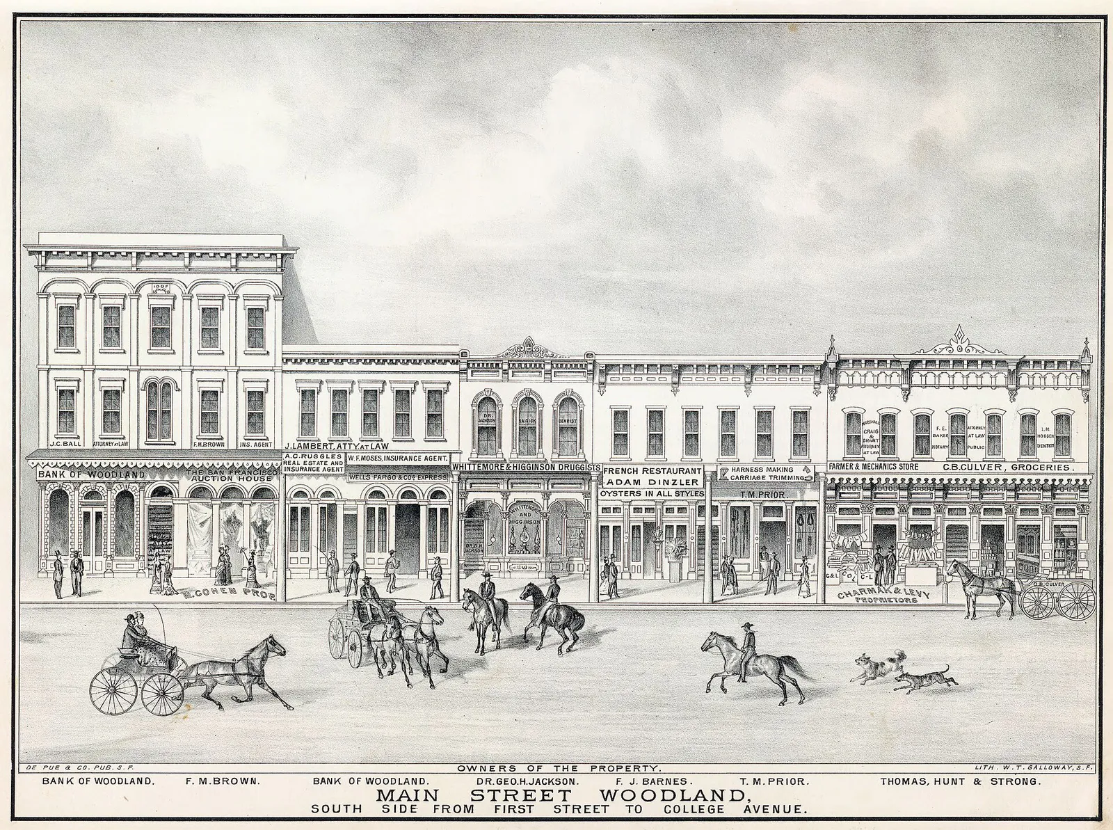 Main Street Woodland, CA, South Side from First Street to College Avenue, 1879, California
