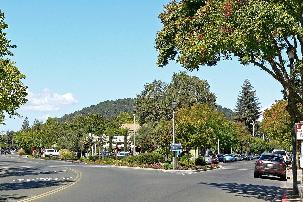 Yountville fork in road 1, California